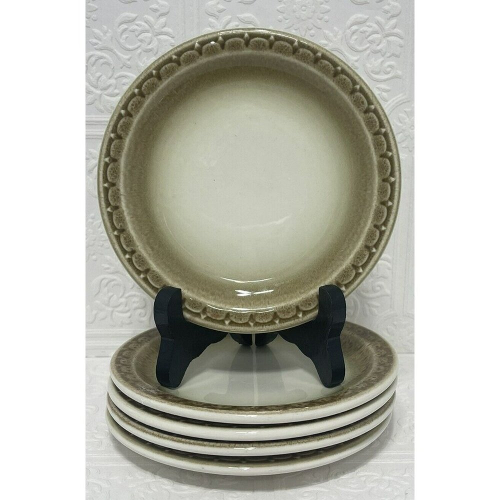 Bread Plate Syracuse Set Of 6 7 H   5 Inches wide Brown And Green Pattern Atomic